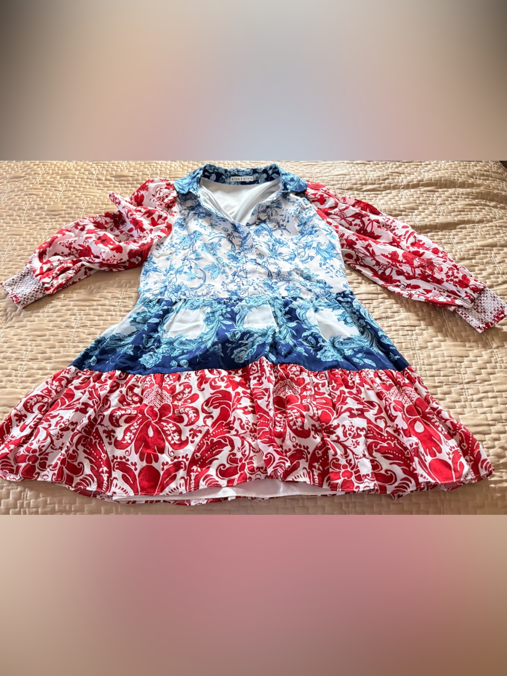 Alice + Olivia Pauline Tiered Floral Print Dress S/P